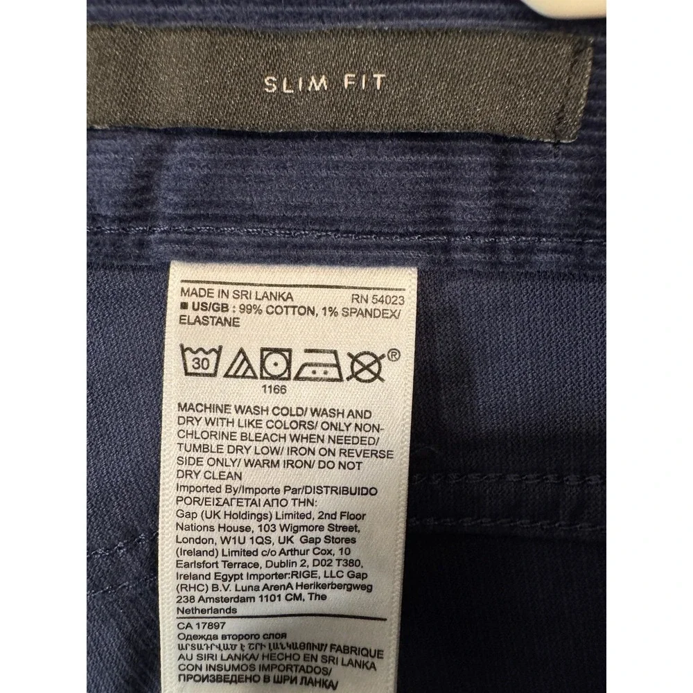 Banana Republic Corduroy Traveler Pants 38x32 Men's Navy Blue Slim Fit‎